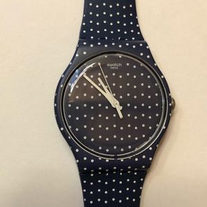 Like New Navy Blue & White Polka Dot Swatch